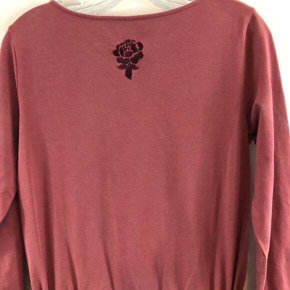 Acacia Long Sleeve Dress Drawstring elastic waist Pockets Floral Accents - Picture 4 of 11